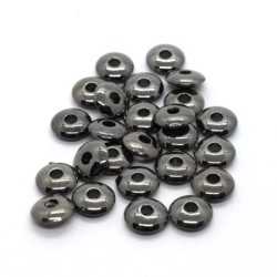 Perles rondelles CCB 6mm synthétique métallisé gunmetal x25