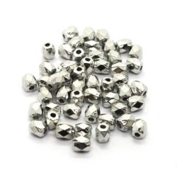Perles CCB à facettes 4mm vieil argent x50