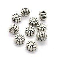 Perle métal fleur marguerite argent vieilli x10
