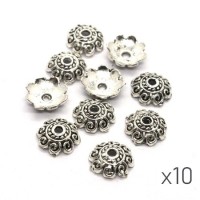 10 Perles coupelles 8mm argent vieilli