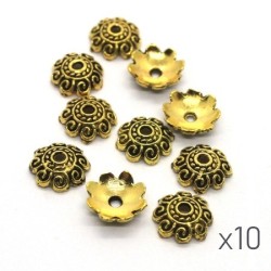 10 Perles coupelles 8mm doré vieilli