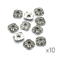 Perles coupelles métal 6,5mm argent vieilli x10