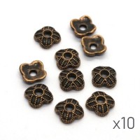 Perles coupelles métal 6,5mm cuivre x10