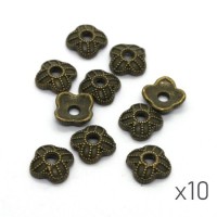 Perles coupelles métal 6,5mm bronze x10