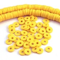 Perles rondelles Heishi en fimo jaune bouton d'or