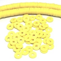 Perles rondelles Heishi en fimo jaune clair