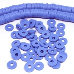 Perles rondelles Heishi en fimo bleu bleuet