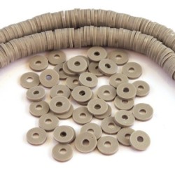 Perles rondelles Heishi en fimo gris souris