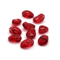 Perles gouttes aplaties en verre 8mm rouge