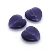 3 Perles coeur oeil de chat indigo 16mm