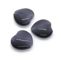 3 Perles coeur oeil de chat gris 16mm