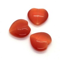3 Perles coeur oeil de chat orange foncé 16mm