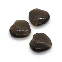 3 Perles coeur oeil de chat marron 16mm