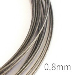 2m/5m Fil câblé 0.8mm gris pour bijoux