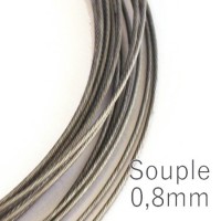 2m/5m Fil câblé souple 0.8mm gris acier