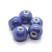 Perle céramique 12mm bleu irisé x5