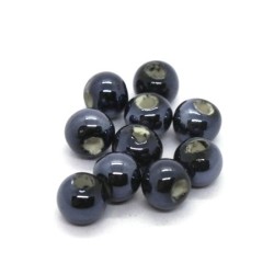 Perle céramique 6mm gris anthracite irisé x5
