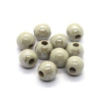 Perle céramique 6mm crème irisé x5