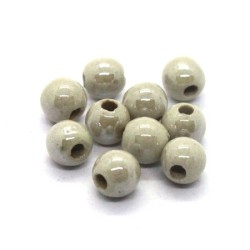 Perle céramique 6mm crème irisé x5