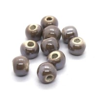 Perle céramique 6mm taupe irisé x5