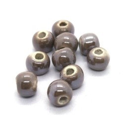 Perle céramique 6mm taupe irisé x5