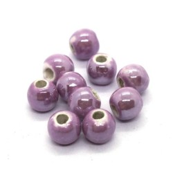 Perle céramique 6mm mauve irisé x5