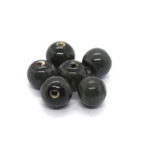 Perle céramique ronde gris/noir 8mm