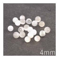 Perle oeil de chat 4mm blanc x20