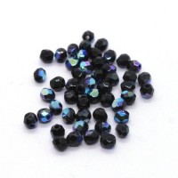 Perles à facettes 3mm noir AB x50