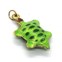 Breloque pendentif cloisonné tortue vert clair