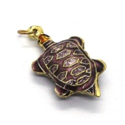 Breloque pendentif cloisonné tortue prune
