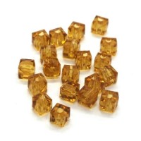 Perle cube à facettes 4mm ambre x20