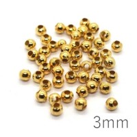 Perle métal creuse 3mm dorée x50