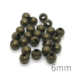 Perle métal creuse 6mm  bronze x25