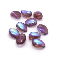 Perles gouttes aplaties en verre 8mm améthyste AB
