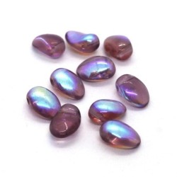 Perles gouttes aplaties en verre 8mm améthyste AB