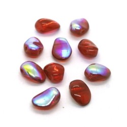 Perles gouttes aplaties en verre 8mm rouge brique AB