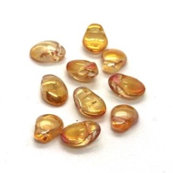 Perles gouttes aplaties en verre 8mm ambre AB