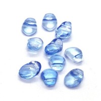 Perles gouttes aplaties en verre 8mm bleu clair