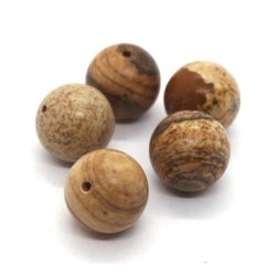 5 Perles rondes 12mm jaspe paysage