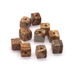 10 Perles cubes 4mm jaspe paysage