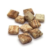 5 Perles carrées plates 9mm jaspe paysage