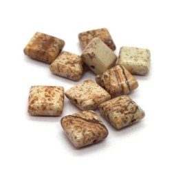 5 Perles carrées plates 9mm jaspe paysage