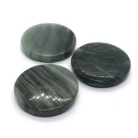 Perle palet rond 30mm jaspe vert strié