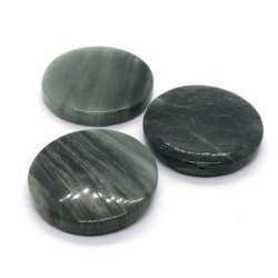 Perle palet rond 30mm jaspe vert strié