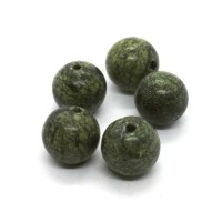 5 perles rondes 10mm jaspe serpentine