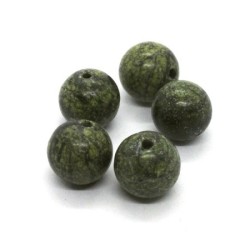 5 perles rondes 10mm jaspe serpentine