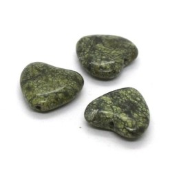 3 perles coeur 13mm jaspe serpentine