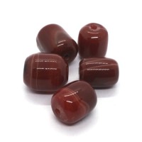 5 Perles tonneau en cornaline