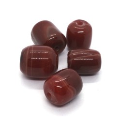 5 Perles tonneau en cornaline